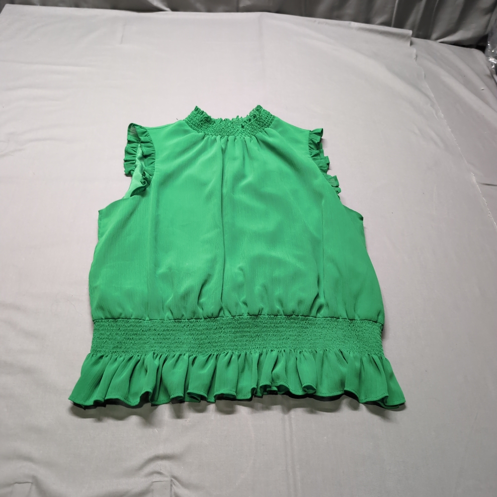J. Crew Womens Green Sleeveless Ruffled Blouse Size 10